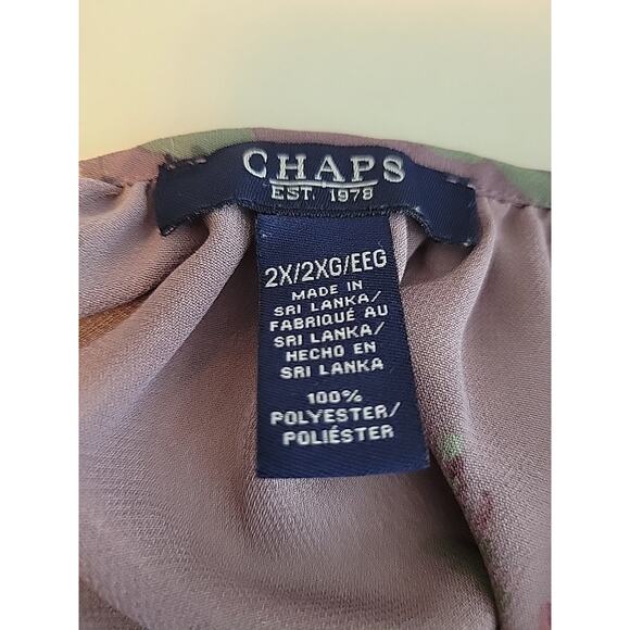 Chaps Purple Floral 3/4 Sleeve V Neck Popover Boho Blouse Women's Plus 2X - Picture 11 of 11